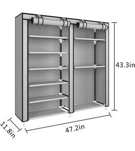lot 16783 image: UDEAR Shoe Rack Portable Boots Storage Free Standing Shoe Organizer with non-woven Fabric Cover Grey