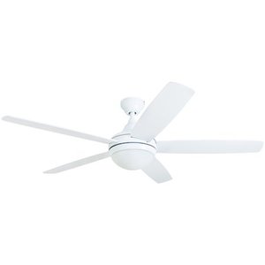 lot 16787 image: Prominence Home 52 Ashby Indoor White Ceiling Fan with Remote, Glass Globe Not Included