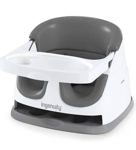 lot 16789 image: Ingenuity Baby Base 2-in-1 Booster Feeding and Floor Seat with Self-Storing Tray, Slate