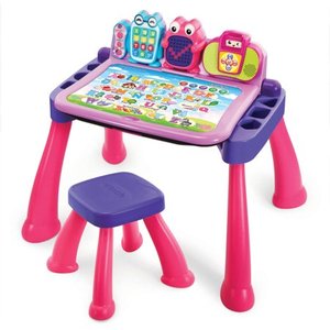 lot 16798 image: VTech Touch and Learn Activity Desk Deluxe with Easel, Chalkboard, Pink