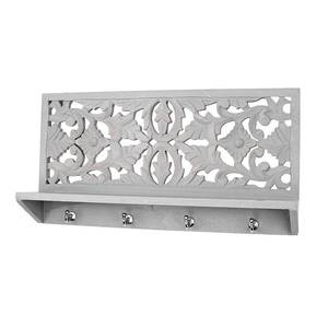 lot 2948 image: American Art Gallery Dove Gray 4-Hook Wall Shelf, Grey