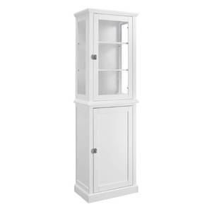 lot 2964 image: Free Standing Wood and Glass Cabinet with Spacious Storage, White- Retail$499.99