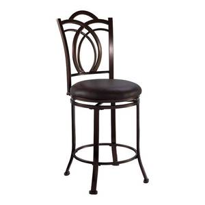 lot 2973 image: Linon Khalifah Brown Seat Metal Swivel Counter Stool- Retail$136.94
