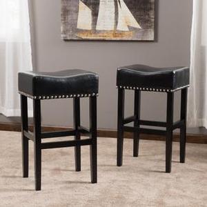 lot 2977 image: Lisette 30-inch Backless Leather Bar Stool (Set of 2) by Christopher Knight Home- Retail$249.99