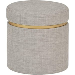 lot 2906 image: Gray Small storage Ottoman, Gold Trim