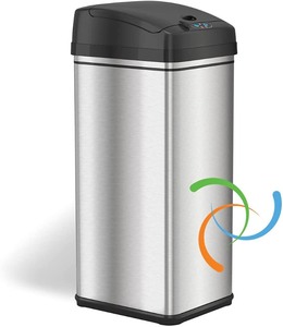 lot 2933 image: iTouchless 13 Gallon Stainless Steel Sensor Trash Can