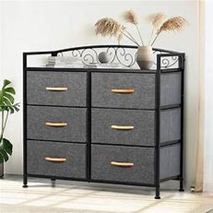 lot 2974 image: Pellebant Fabric Wide Dresser Storage Tower with 6 Drawers- Retail$184.99