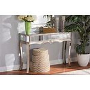 lot 2961 image: Elgin Glam and Luxe Brushed Wood and Mirrored Glass Console Table- Retail$359.99