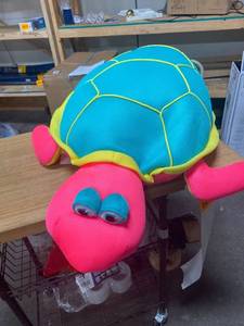 lot 29702 image: New Dirt Big Joe Foam Bead Fill Pool Float PinkGreenYellow Turtle