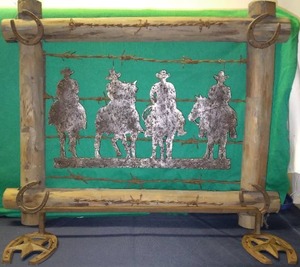 lot 130 image: Wooden Cowboy Wall Decor and Horseshoe Towel Rack