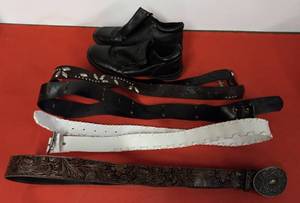 lot 27 image: Multi Style Womens Belts & Black Predictions Shoes, Sz.10