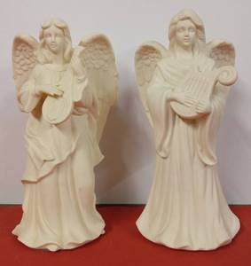 lot 70 image: 2 Large Party Lite, Ceramic, Angel Candleholders