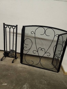 lot 225 image: Fireplace screen and tool set