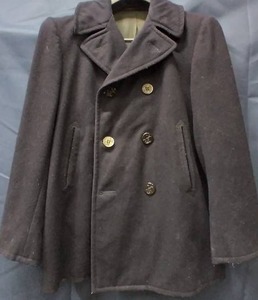 lot 286 image: Womens 100% Wool Pea Coat, no size but guessing 16-18, has spot inside, needs cleaned, has been repaired