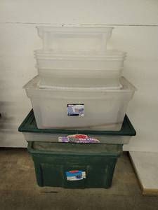 lot 335 image: 3 Storage Containers including Several Clear Storage Containers without Lids