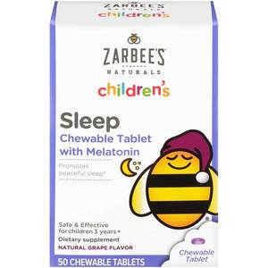 lot 25094 image: Zarbees Naturals Childrens Sleep with Melatonin Supplement, Natural Grape, 50 Chewables