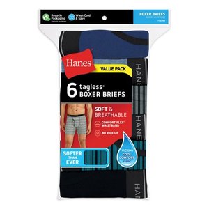 lot 25135 image: Hanes Mens 5pk Boxer Briefs - Colors May Vary L, Blue