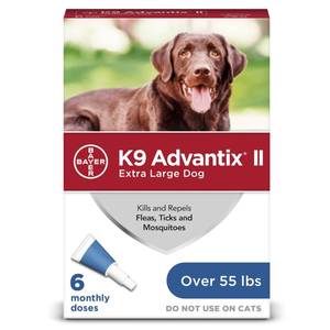 lot 25210 image: K9 Advantix II Flea and Tick Treatment for Extra Large Dogs, 6 Monthly Treatments