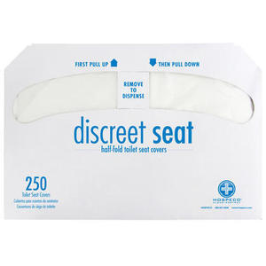 lot 25254 image: Discreet Half-Fold Toilet Seat Covers, White, 250Pack, 20 PacksCarton