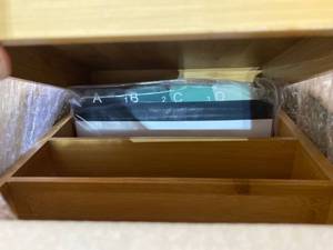 lot 25055 image: MaxGear Business Card Holder 5x8 inches Index Cards Organizer Box Desktop Card File Note Card Holders for Rolodex Wood Organizers, Bamboo, 4 Divider Boards for 600 Cards, A-Z Tabs, 10 x 9.3 x 6.1 inch