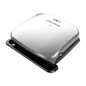 lot 35501 image: George Foreman - 4-Serving Removable Plate Electric Indoor Grill and Panini Press - Platinum