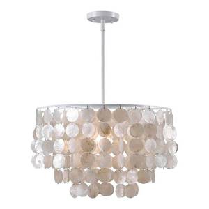 lot 35564 image: Kenroy Home Shelley White 1 Light Pendant