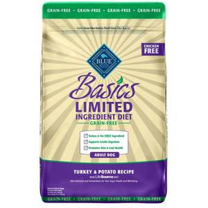 lot 35579 image: Blue Buffalo Basics Limited Ingredient Diet, Grain Free Natural Adult Dry Dog Food, Turkey & Potato 24-lb