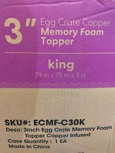 lot 35580 image: Best Price Mattress 3 Inch Egg Crate Memory Foam Mattress Topper with Copper ...