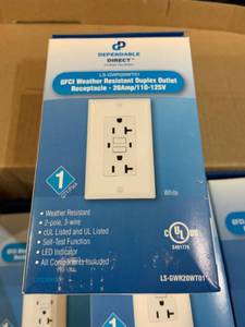 lot 35595 image: Dependable Direct - GFCI Weather Resistant Duplex Outlet Receptacle - 20Amp110-125V - White - 10 Count