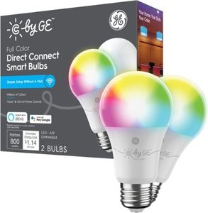 lot 35660 image: C by GE - Full Color Direct Connect Light Bulbs (2 A19 LED Color Changing Light Bulbs), 60W Replacement (Packaging May Vary) - Full Color