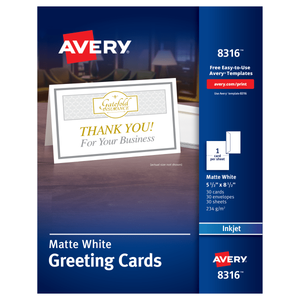 lot 35750 image: Avery Half-Fold Greeting Cards, Matte, 5-12 x 8-12, 30 CardsEnvelopes (8316)