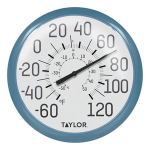 lot 36025 image: Taylor 13.25-inch Big and Bold Dial Thermometer in Teal