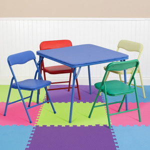 lot 44220 image: Flash Furniture Kids Colorful 5 Piece Folding Table and Chair Set