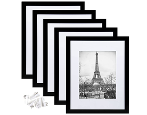 lot 35499 image: UPSIMPLES 11X14 PICTURE PHOTO FRAMES BLACK 5 PIECE SET