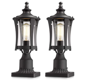 lot 35503 image: EAPUDUN OUTDOOR POST LANTERNS SET OF 2 13.39X7.48X16.93 INCH