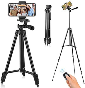 lot 2802 image: Phone Tripod, 55 Tripod for iPhone Cell Phone Tripod with Phone Holder and Remote Shutter, Compatible with iPhoneAndroid, Perfect for SelfiesVideo RecordingVloggingLive Streaming