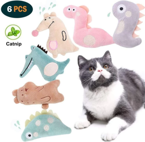 lot 2803 image: 6PCS Catnip Cat Toys, Cute Cat Interactive Catnip Toys for Indoor Cats, Plush Animal Shape Cat Chew Toys with Catnip