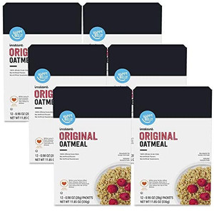 lot 2826 image: Happy Belly Instant Oatmeal, Original, 12 count box case pack of 6