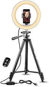 lot 5709 image: UBeesize 12 Selfie Ring Light with 50 Extendable Tripod Stand & Phone Holder for Live StreamMakeup, Mini Desktop Led Camera Ringlight for YouTube Video, Compatible with iPhoneAndroid