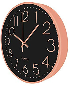 lot 5714 image: Wall Clock 12 Inch Modern Silent Non Ticking Battery Operated Round Wall Clocks for Living Room Home Kitchen Bedroom Decor (Black- Rose Gold