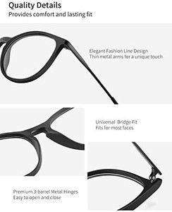 lot 5734 image: Blue Light Glasses, 2-Pack Anti Glare UV Digital Eyestrain Round Computer Gaming Blue Light Blocking Glasses for WomenMen Clear, Black