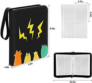 lot 5774 image: Geecow 4-Pocket Trading Card Binder, Fits 400 Cards with 50 Removable Sleeves, Card Collector Album Holder, Toys Gifts for Kids black