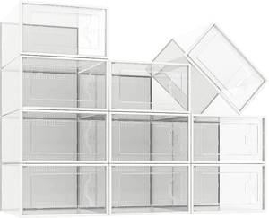 lot 6006 image: 10 Pack Shoe Storage Boxes, Clear Plastic Stackable Shoe Boxes, Shoe Orgainzer for Closet, Drawer Type Shoe Sneaker Containers Holders (Clear)
