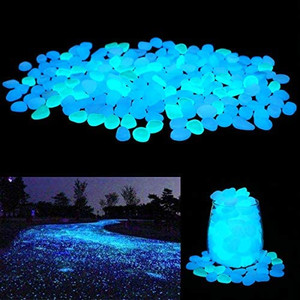 lot 6015 image: UNIME Glowing Pebble Stones in the Dark Garden for Patio and Hallway Decoration, Decorative Glow Pebbles in Blue (100 Pieces)