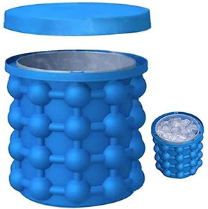 lot 6032 image: MS.CLEO Large Silicone Ice Bucket, Ice Bucket, (2 in 1) Ice Cube Maker, Silicone Bucket with Lid, Ice Tray for Ice Cube (Dark Blue)