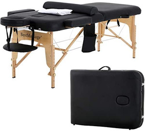lot 6050 image: Massage Table Massage Bed Spa Bed Height Adjustable Portable Massage Table 73��L 28��W 2 Fold with Free Head Rest and Carry Case and Half Bolster Table Sheet