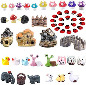 lot 6057 image: 52 Pieces Miniature Fairy Garden Accessories DIY Kit ��Mini Animals Miniature Figurines Craft Dollhouse Plant Decoration