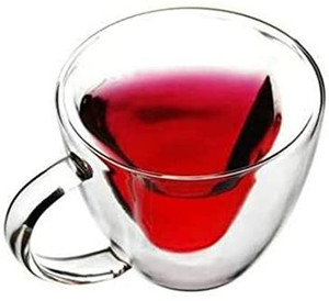 lot 6065 image: Heat resistant creative double layer heart cup cup clear glass milk cup tea milk cup cup coffee cup (240ML8oz