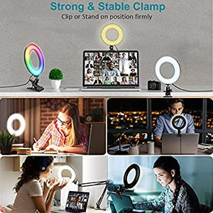 lot 6067 image: Video Conference Lighting,6.3 Selfie Ring Light with Clamp Mount for Video Conferencing,Webcam Light with 3 Light Modes&6 Level Dimmable for LaptopPC MonitorDeskBedOfficeMakeupYouTubeTIK Tok