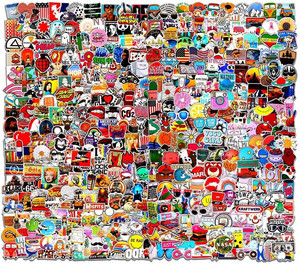 lot 6083 image: 500 Pcs Cool Stickers Pack, Waterproof VinylDecals for Skateboard, Luggage, Laptop, Phone Case, Car, Bike and Window, Suitable for All Age